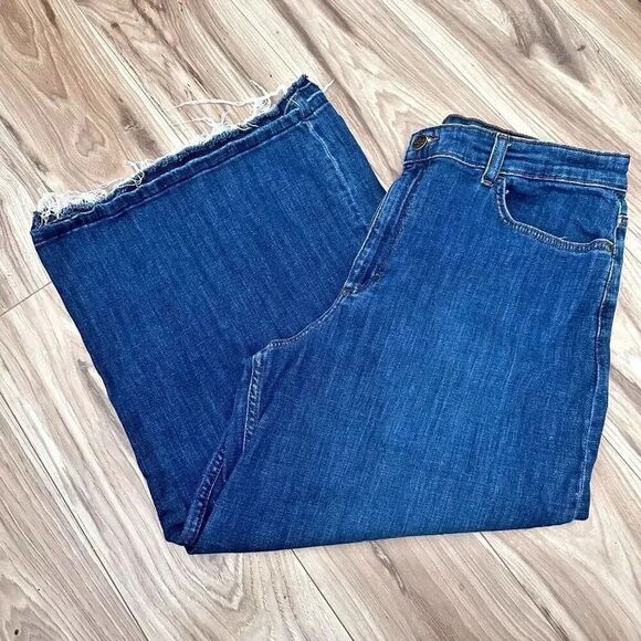 LEE | Denim Jeans Heritage A-line Wide Leg Cropped Raw Hem | Size 18 - Picture 2 of 10